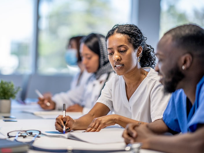 Med students studying together