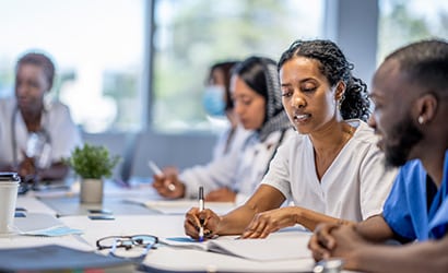 Med students studying together